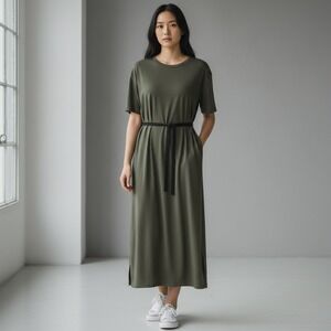 crushed silk habutai tiered dress Crushed Silk Habutai Dress The Island Gallery